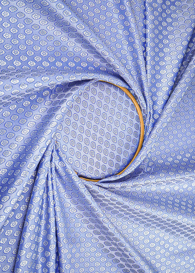 Blue Banarasi Brocade Fabric With All Over Zari Handloom 22810