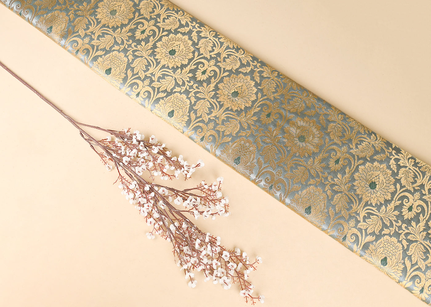 Aqua-Grey-Banarasi-Brocade-Fabric-With-All-Over-Golden-Zari-Handloom-22815