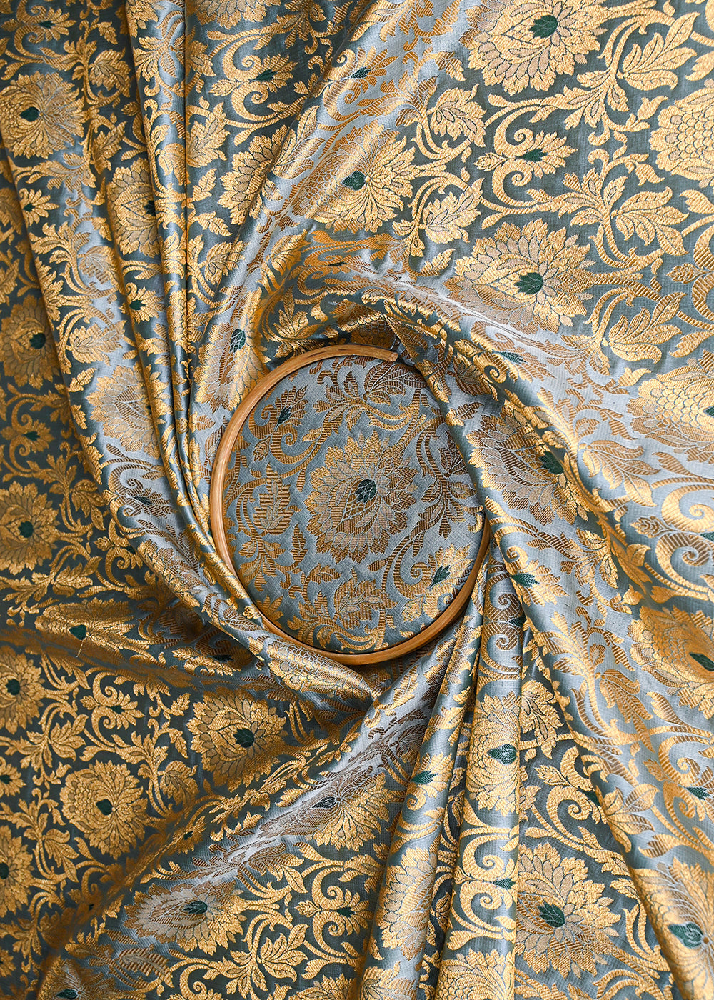 Aqua-Grey-Banarasi-Brocade-Fabric-With-All-Over-Golden-Zari-Handloom-22815-close-view