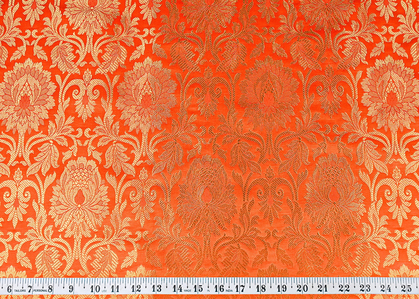 Orange-Banarasi-Brocade-Fabric-With-All-Over-Golden-Zari-Handloom-22818-measurement-view