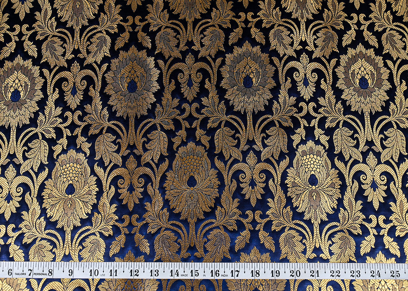 Navy-Blue-Banarasi-Brocade-Fabric-With-All-Over-Golden-Zari-Handloom-22833-measrement-view