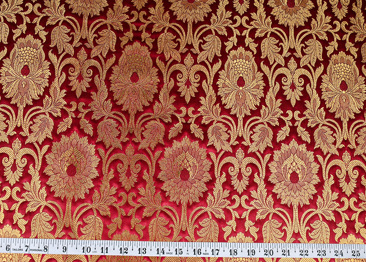 Maroon-Banarasi-Brocade-Fabric-With-All-Over-Golden-Zari-Handloom-22834-measurement-view