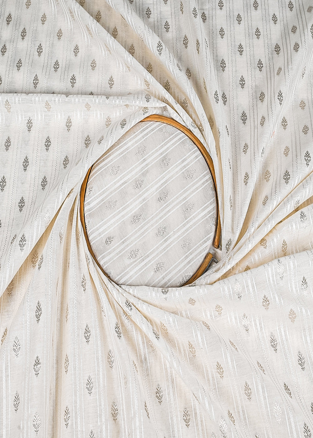 White-Dyeable-Chanderi-Fabric-With-All-Over-Dull-Gold-Zari-Handloom-22850-close-view
