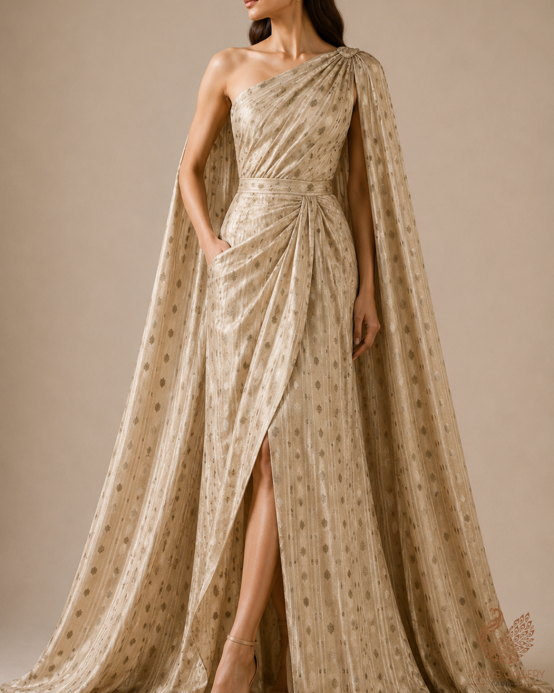 Light Gold Dyeable Organza Fabric With All Over Zari Handloom 22856