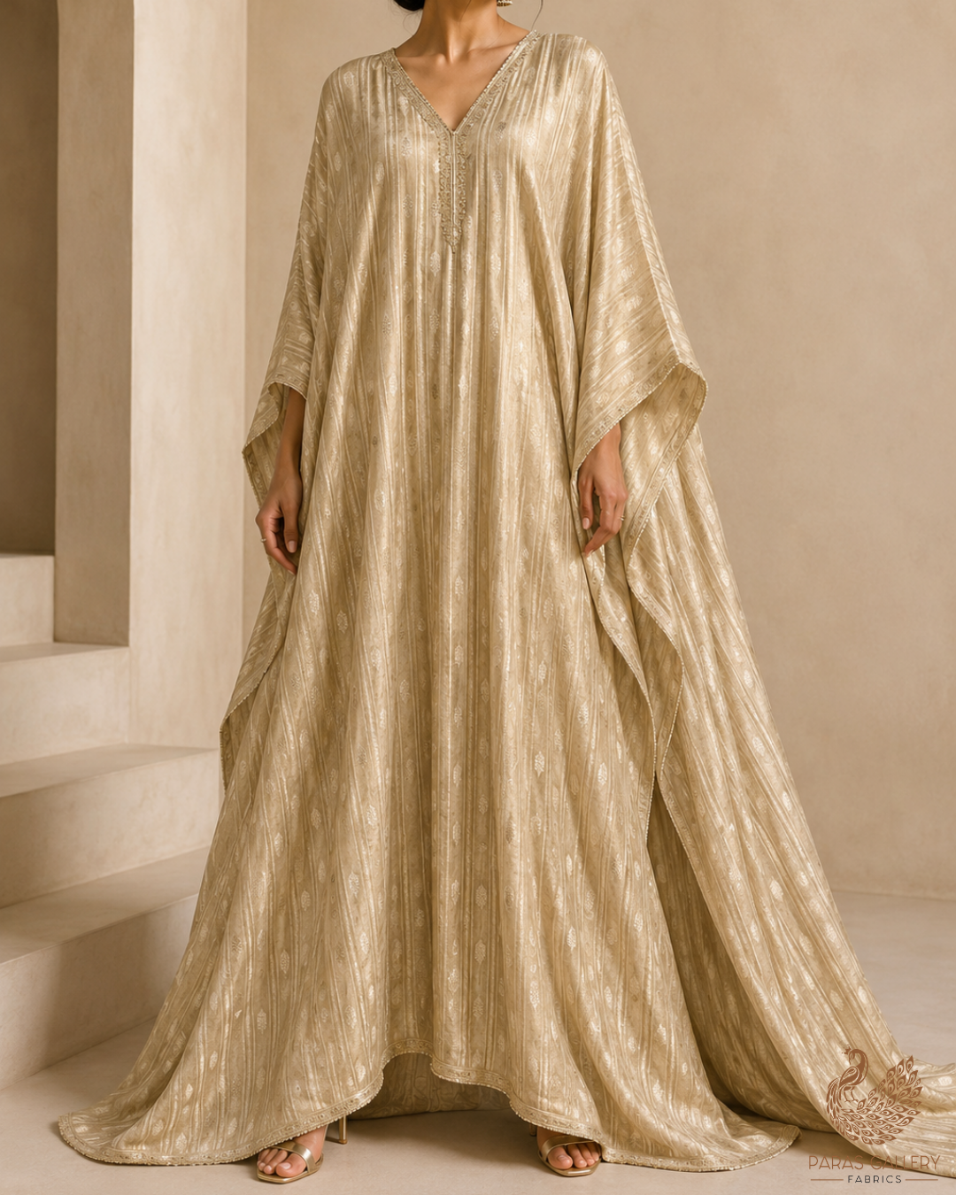 Light Gold Dyeable Organza Fabric With All Over Zari Handloom 22856