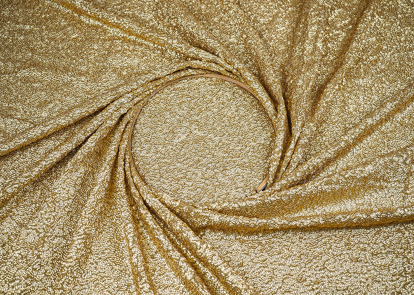 Golden Georgette Fabric With All Over Sequins Work 22868
