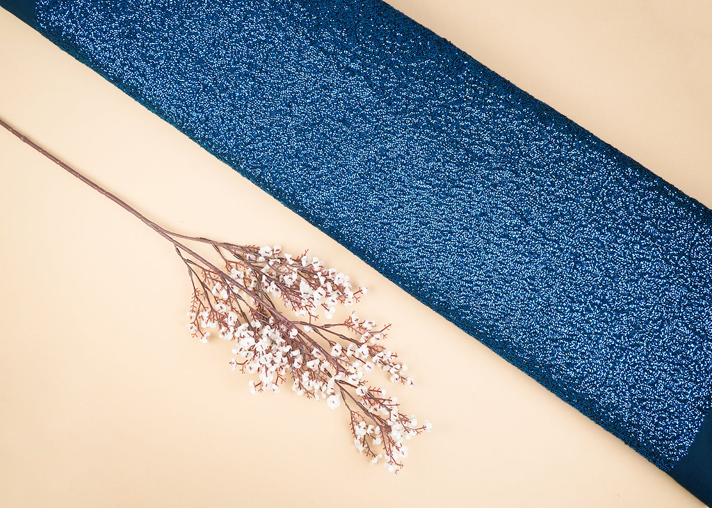 Teal Blue Georgette Fabric With All Over Sequins Work 22873