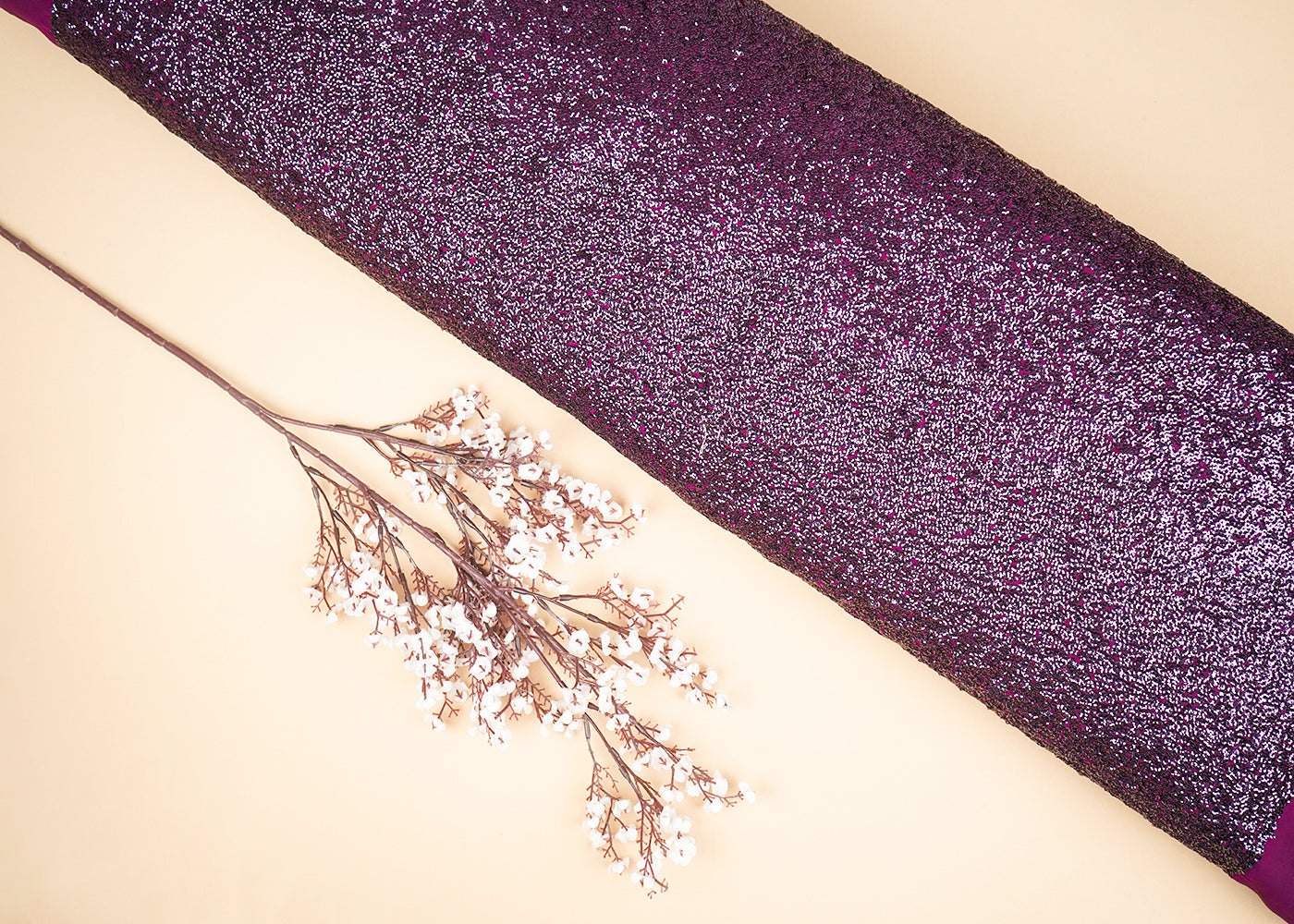 Purple Georgette Fabric With All Over Sequins Work 22874
