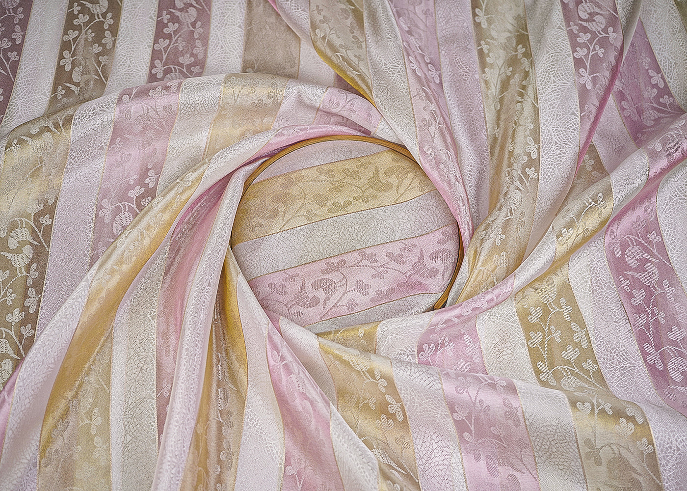 Pink Organza Fabric With All Over Zari Handloom 22882