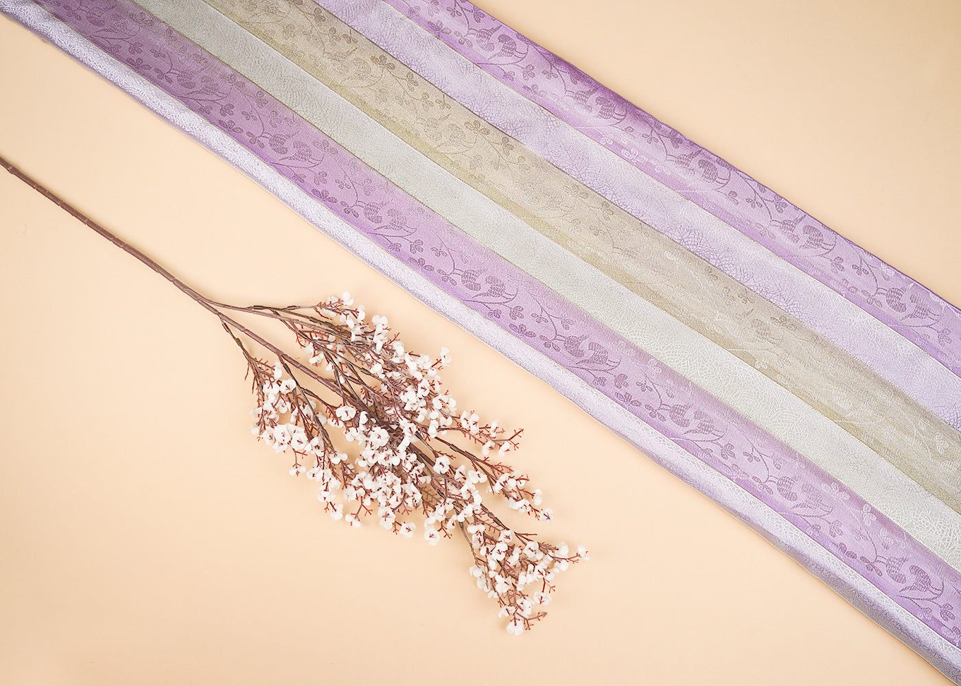 Lavender Organza Fabric With All Over Zari Handloom 22883