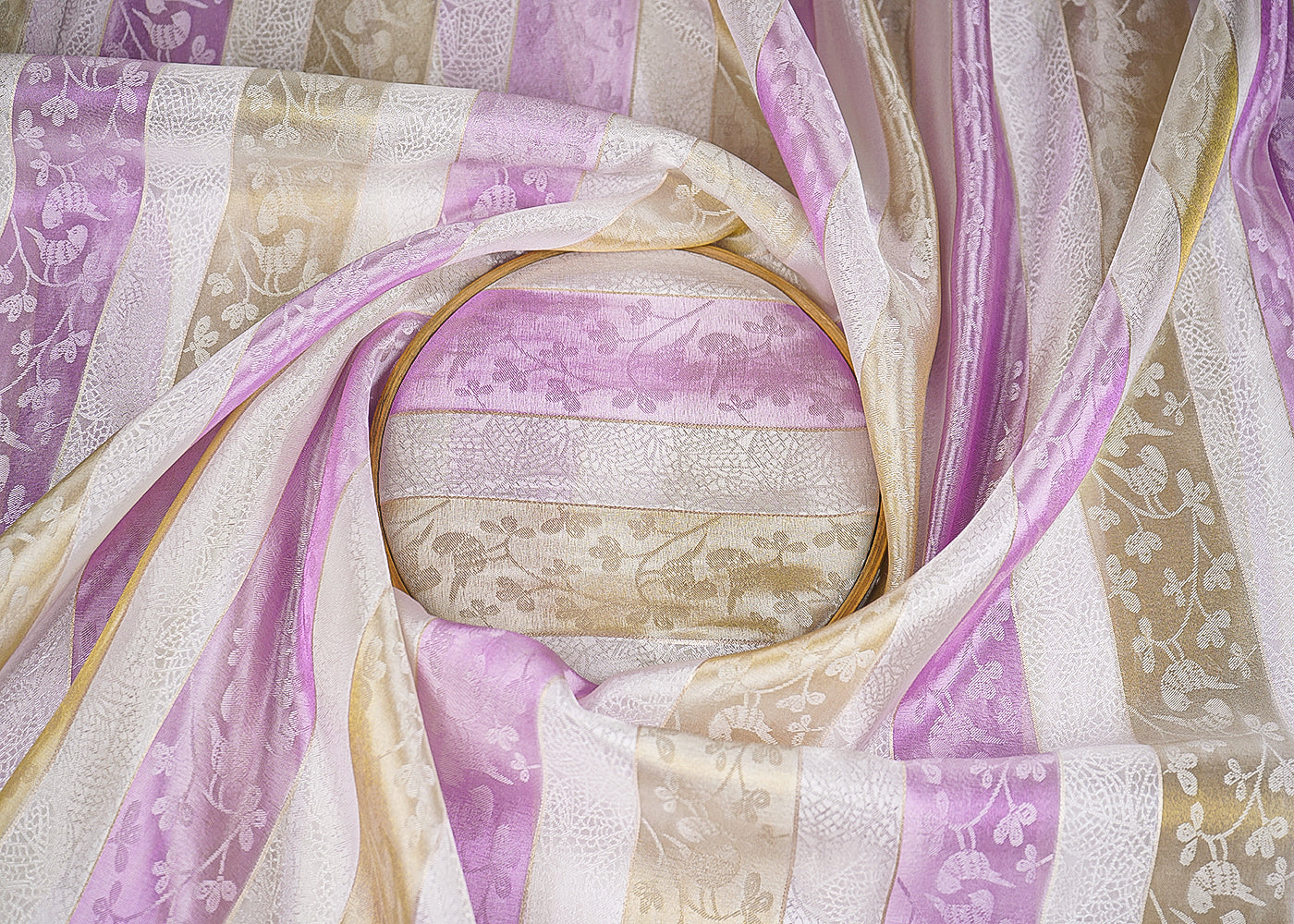 Lavender Organza Fabric With All Over Zari Handloom 22883