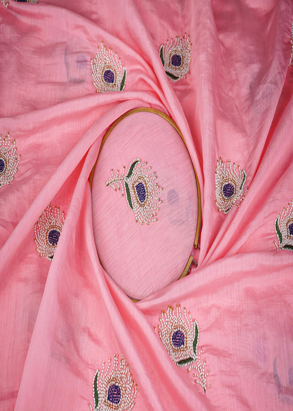 Pink-Chanderi-Fabric-With-All-Over-Thread-And-Bead-Work-22887-close-view