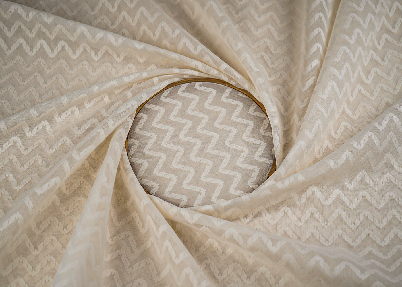 Off White Dyeable Chanderi Fabric With All Over Thread Handloom 22901