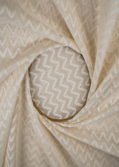 Off White Dyeable Chanderi Fabric With All Over Self Work 22901