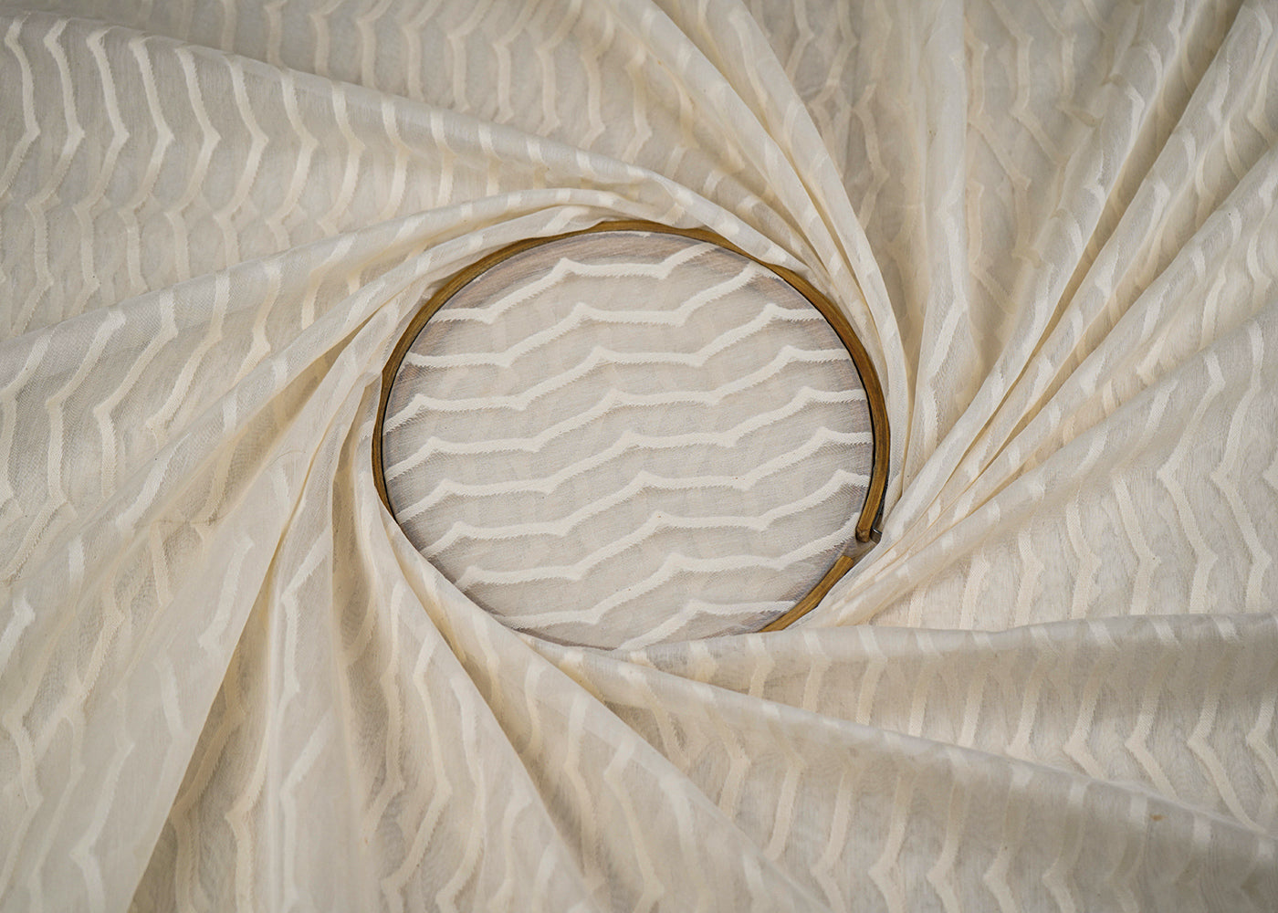 Off White Dyeable Chanderi Fabric With All Over Thread Handloom 22904