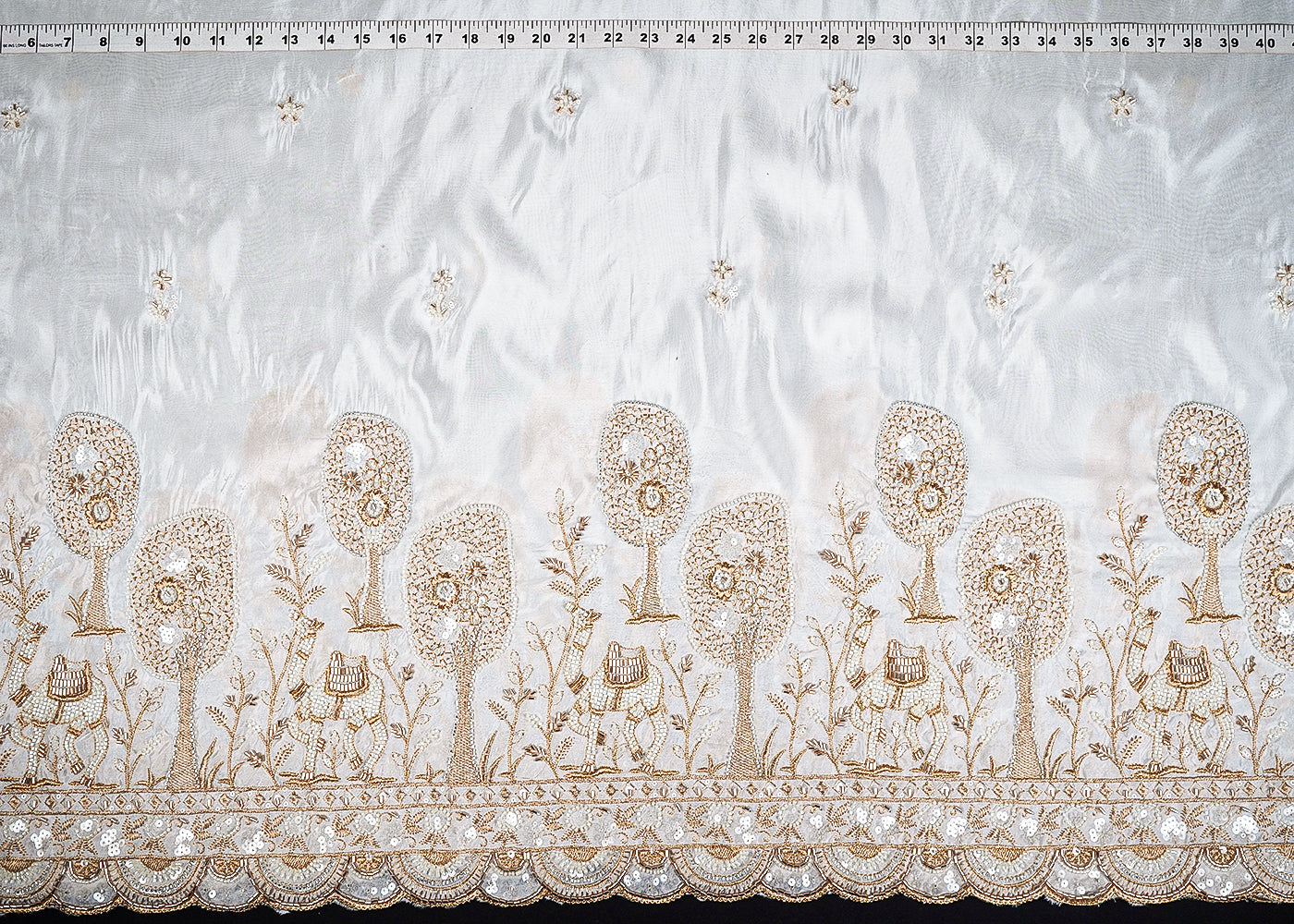 White-Dyeable-Organza-Fabric-With-All-Over-Zari,-Katdana,-Bead,-Sequins-Work-And-One-Side-Border-22907-measurement-view
