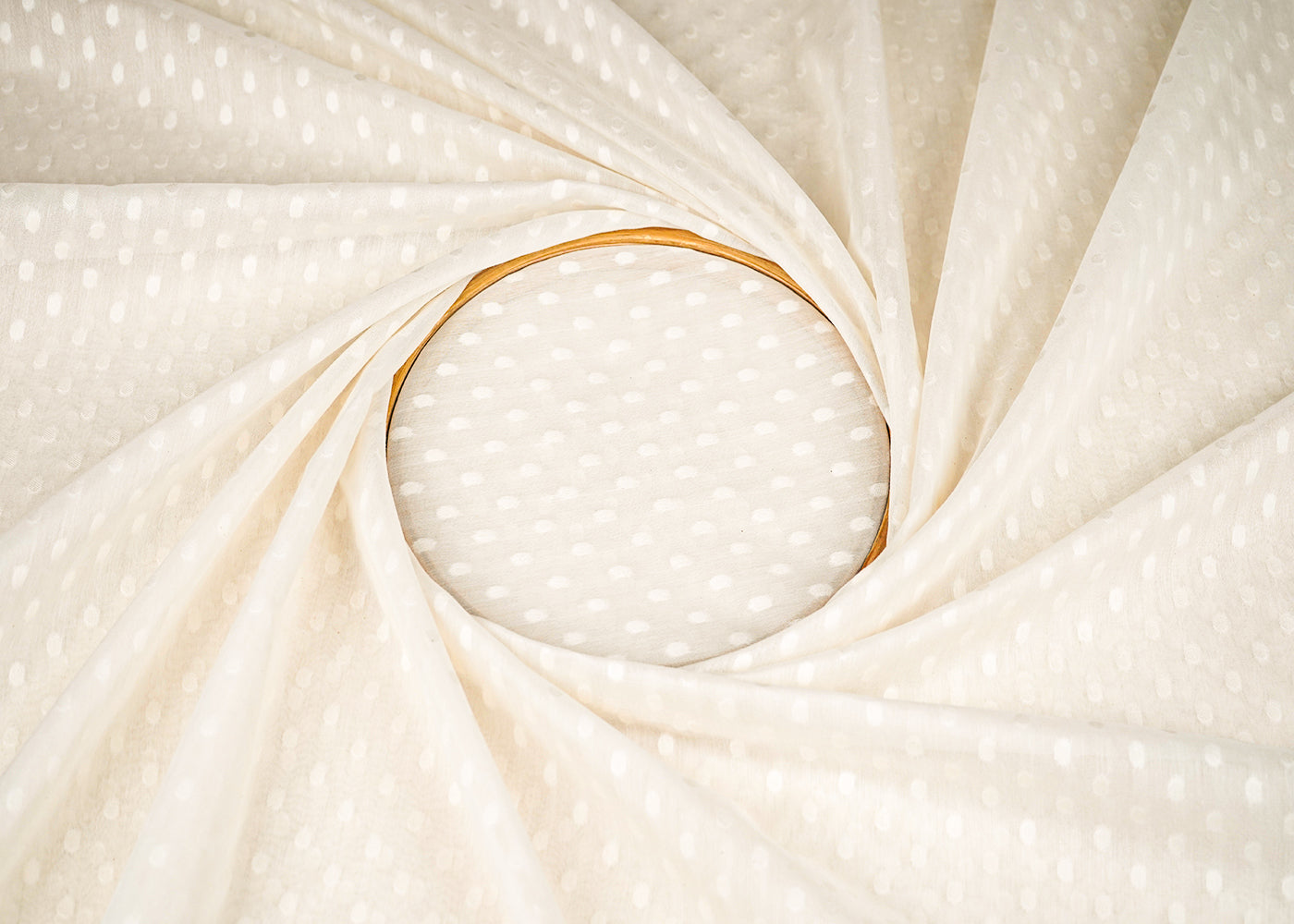 Off White Dyeable Chanderi Fabric With All Over Thread Handloom 22949