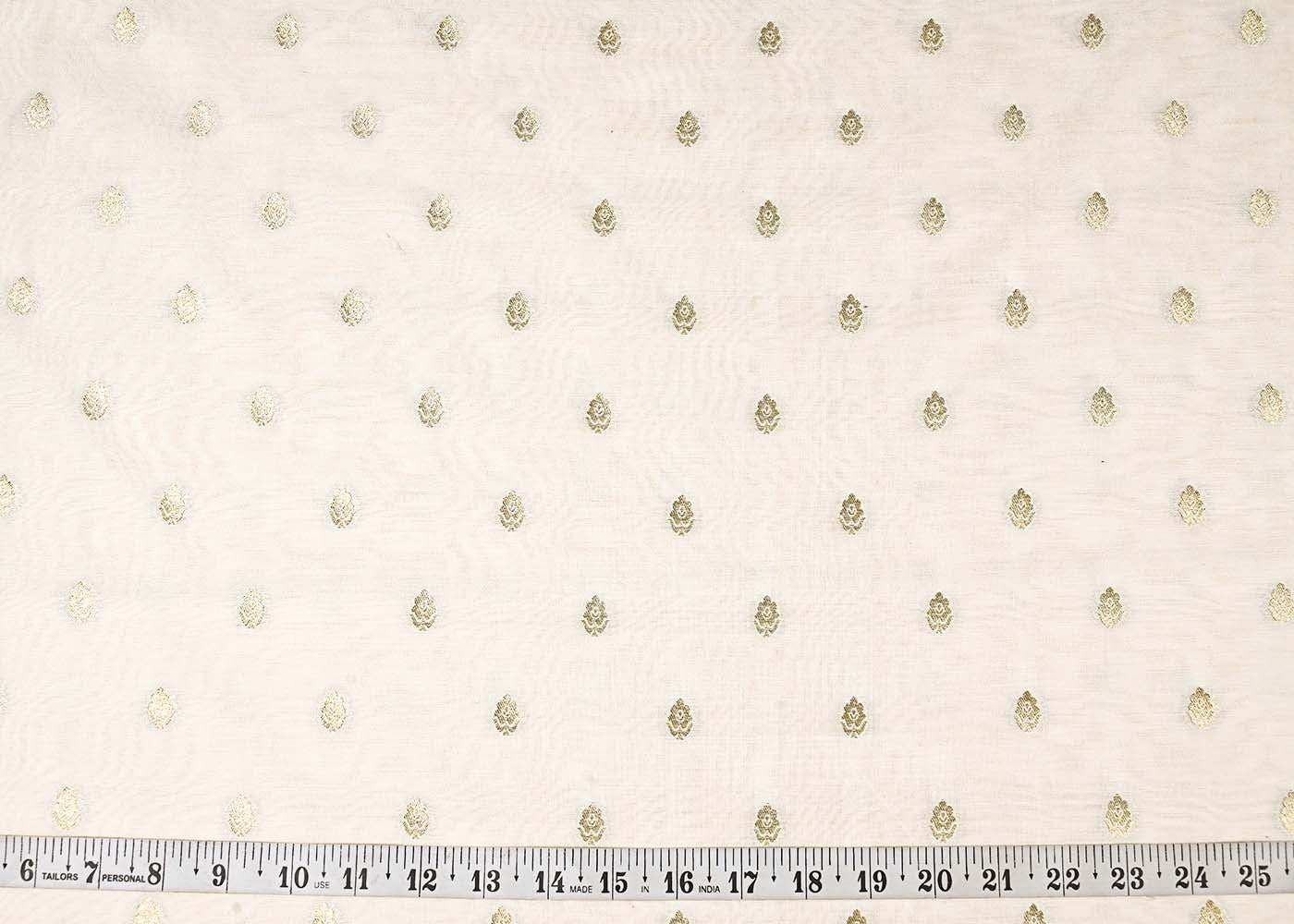 Off White Dyeable Silk Fabric With All Over Thread And Zari Handloom 22952