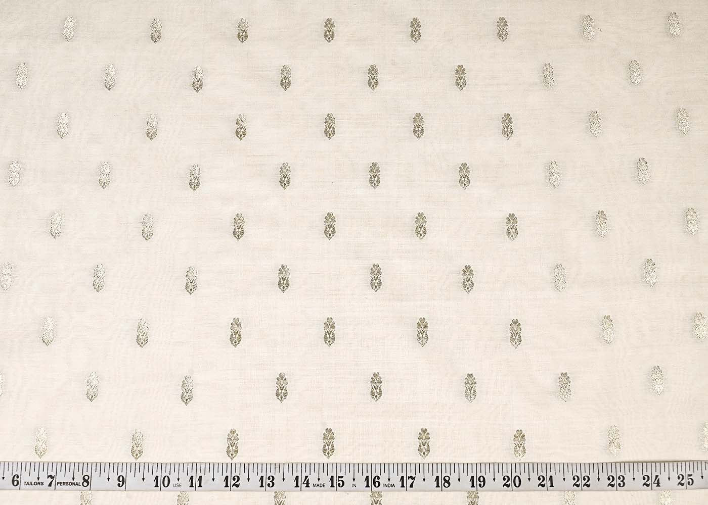 Off White Dyeable Silk Fabric With All Over Thread And Zari Handloom 22953
