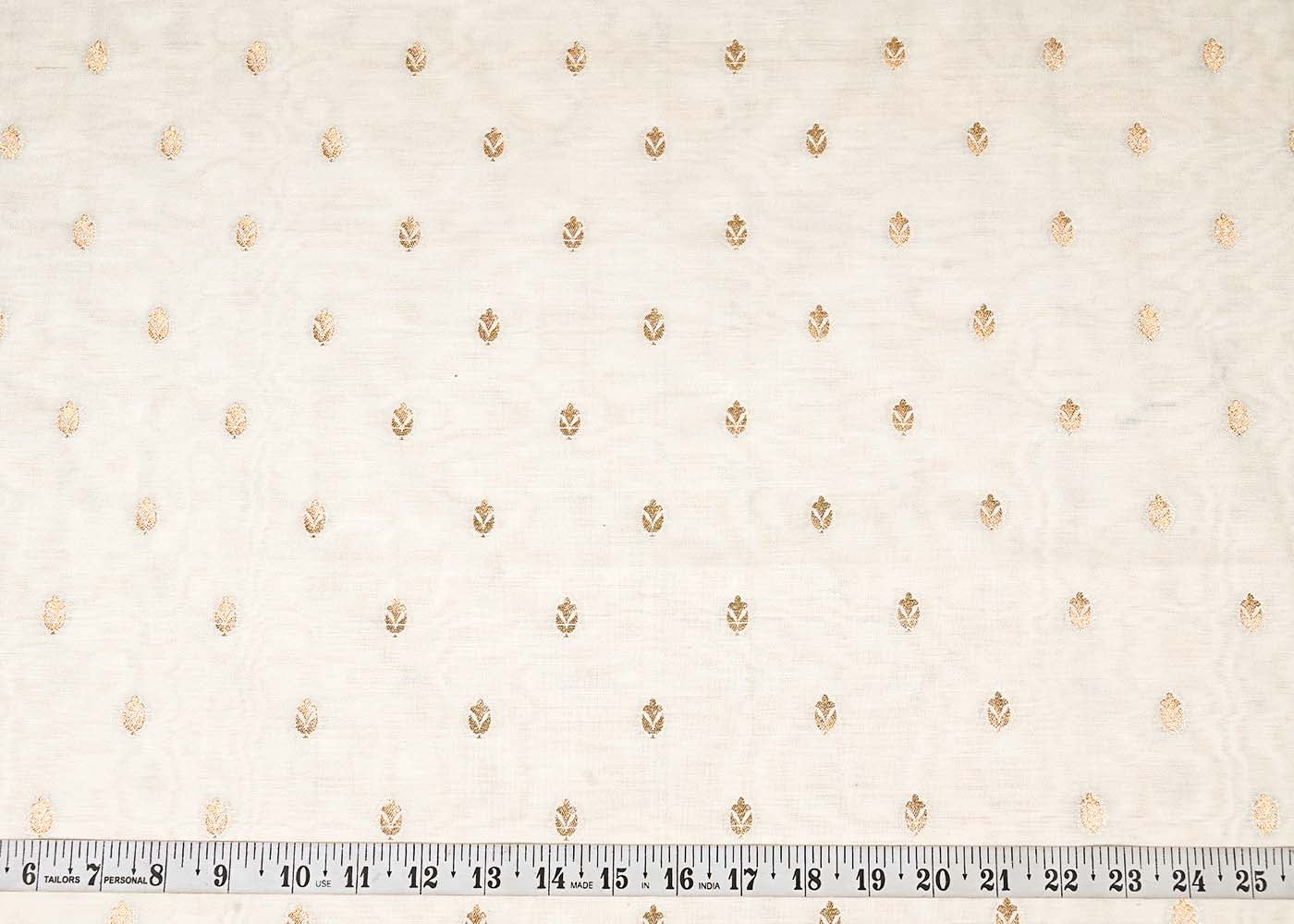 Off White Dyeable Silk Fabric With All Over Thread And Zari Handloom 22954