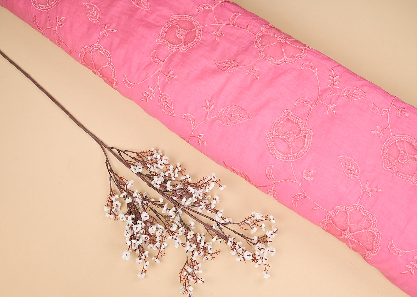 Baby-Pink-Chanderi-Fabric-With-All-Over-Thread-Work-And-Organza-Cutwork-22992