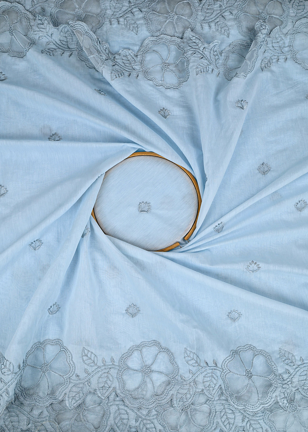Powder-Blue-Chanderi-Dupatta-Fabric-With-All-Over-Thread-Work-And-Two-Side-Organza-Cutwork-Border-22996-close-view