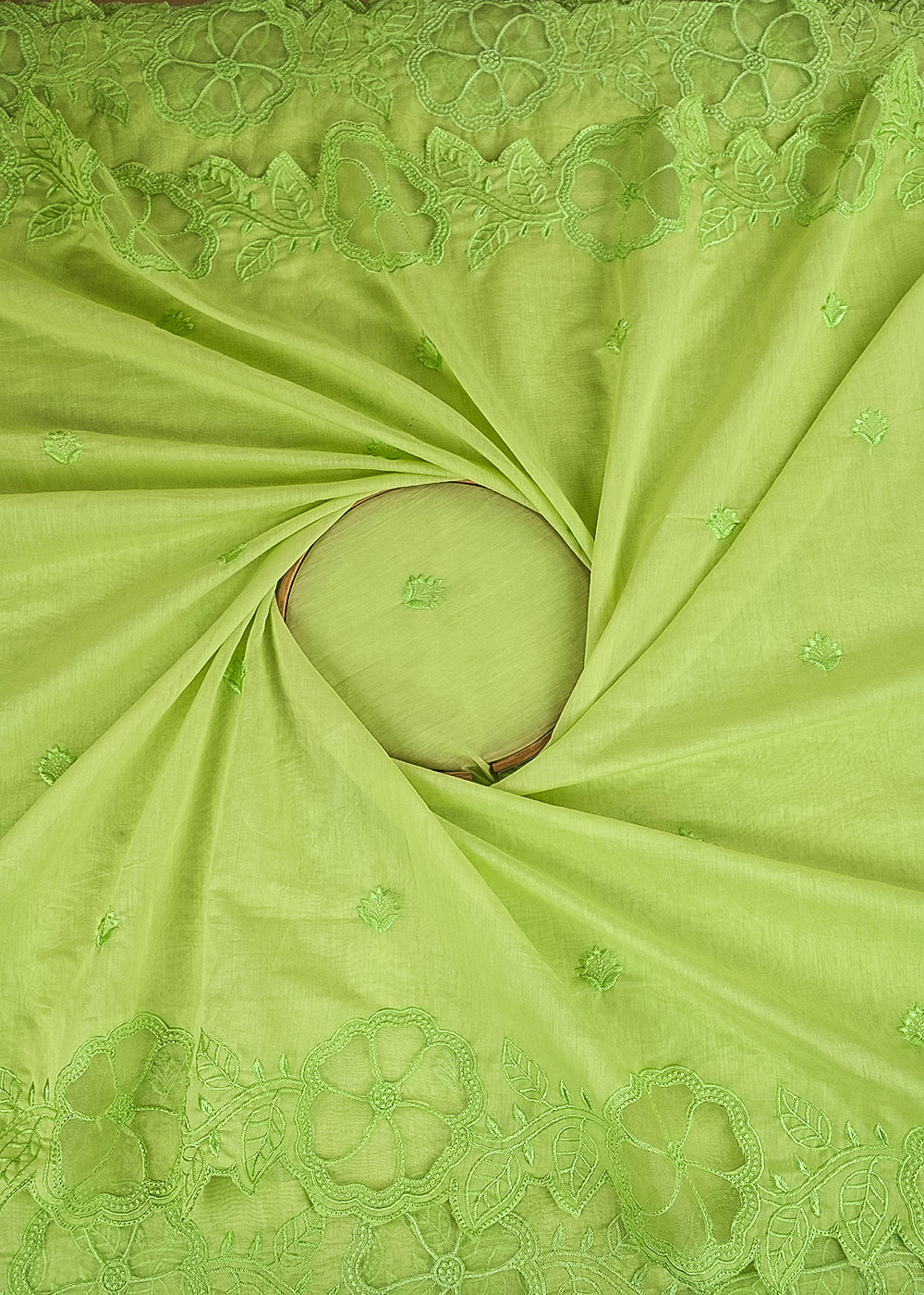 Pista-Green-Chanderi-Dupatta-Fabric-With-All-Over-Thread-Work-And-Two-Side-Organza-Cutwork-Border-22999-close-view