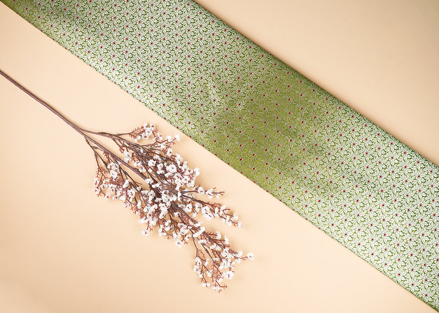 Mehendi-Green-Banarasi-Brocade-Fabric-With-All-Over-Golden-Zari-Handloom-23013