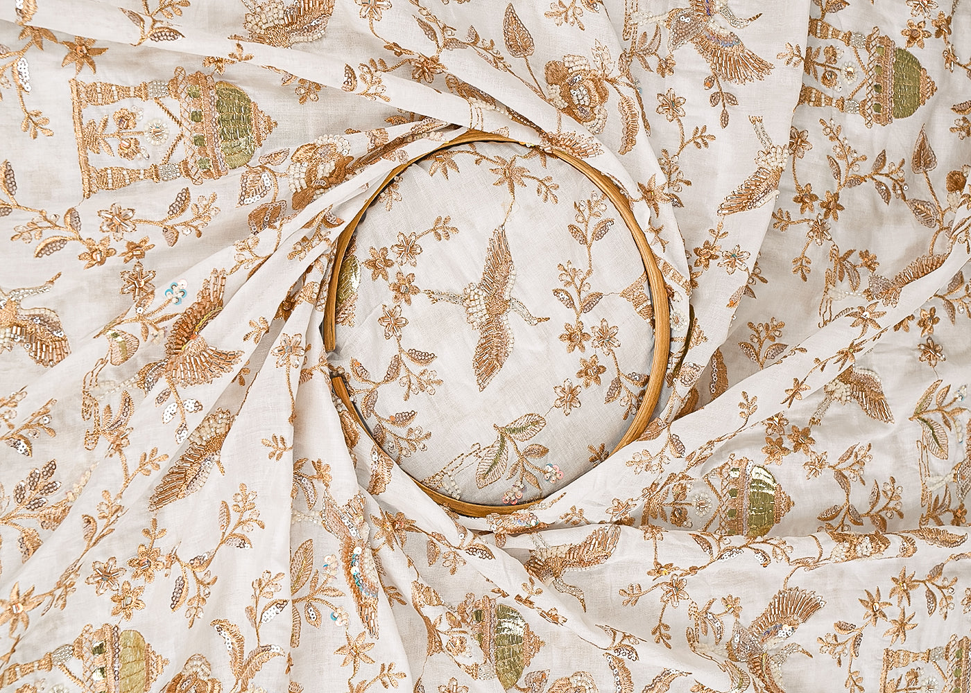 White-Dyeable-Cotton-Fabric-With-All-Over-Gota-Patti-Zari-Katdana-Bead-And-Sequins-Work-23014-close-view