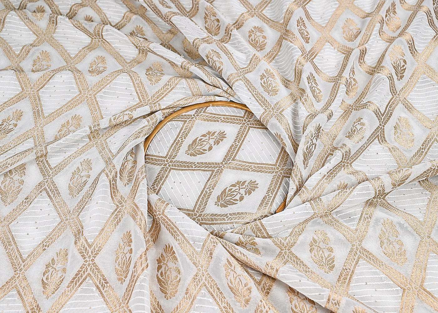 White-Dyeable-Georgette-Fabric-With-All-Over-Zari-Handloom-23028-close-view