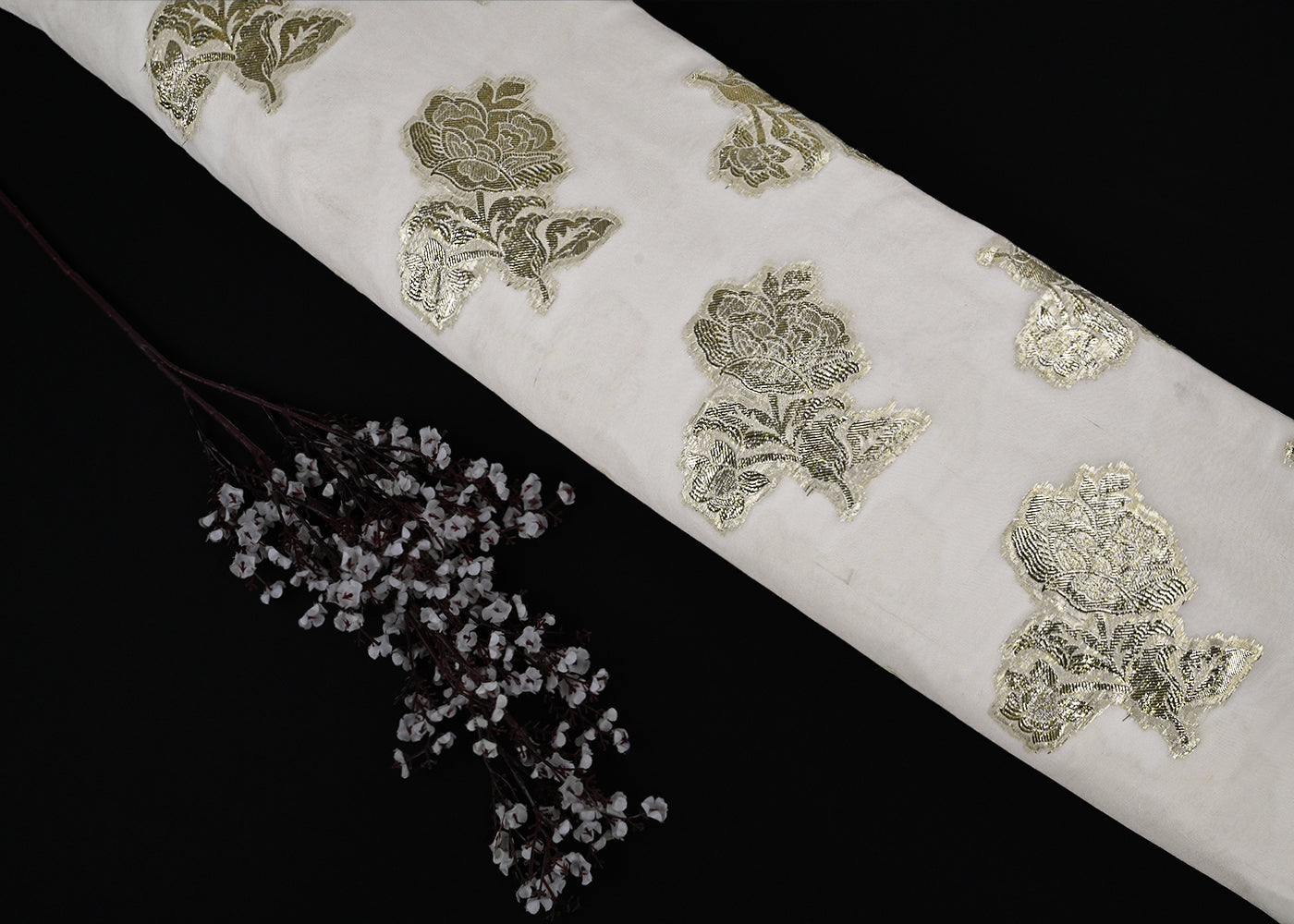 White-Dyeable-Georgette-Fabric-With-All-Over-Golden-Foil-Work-23030