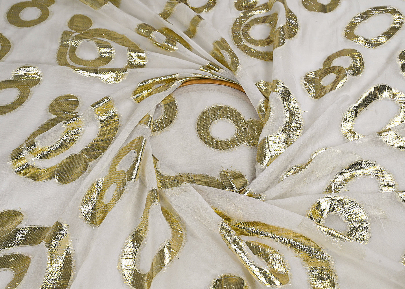White-Dyeable-Georgette-Fabric-With-All-Over-Golden-Foil-Work-23031-close-view