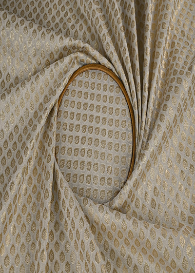 White Dyeable Chanderi Fabric With All Over Foil Work 23032