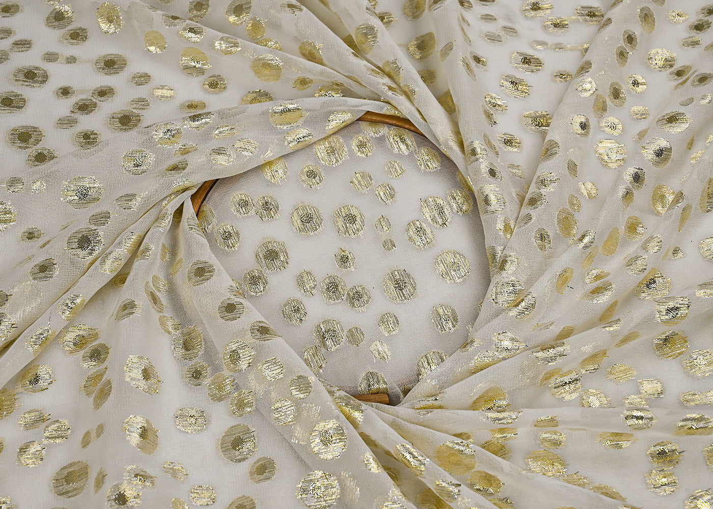 White-Dyeable-Georgette-Fabric-With-All-Over-Golden-Foil-Work-23035-close-view