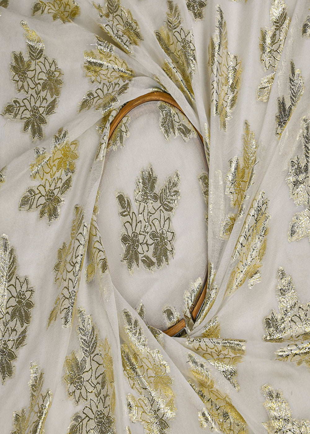 White-Dyeable-Georgette-Fabric-With-All-Over-Golden-Foil-Work-23044-close-view