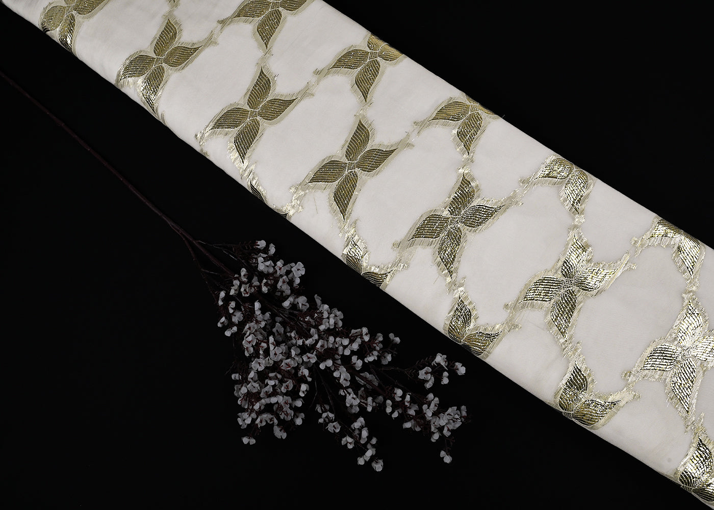 White-Dyeable-Georgette-Fabric-With-All-Over-Golden-Foil-Work-23045