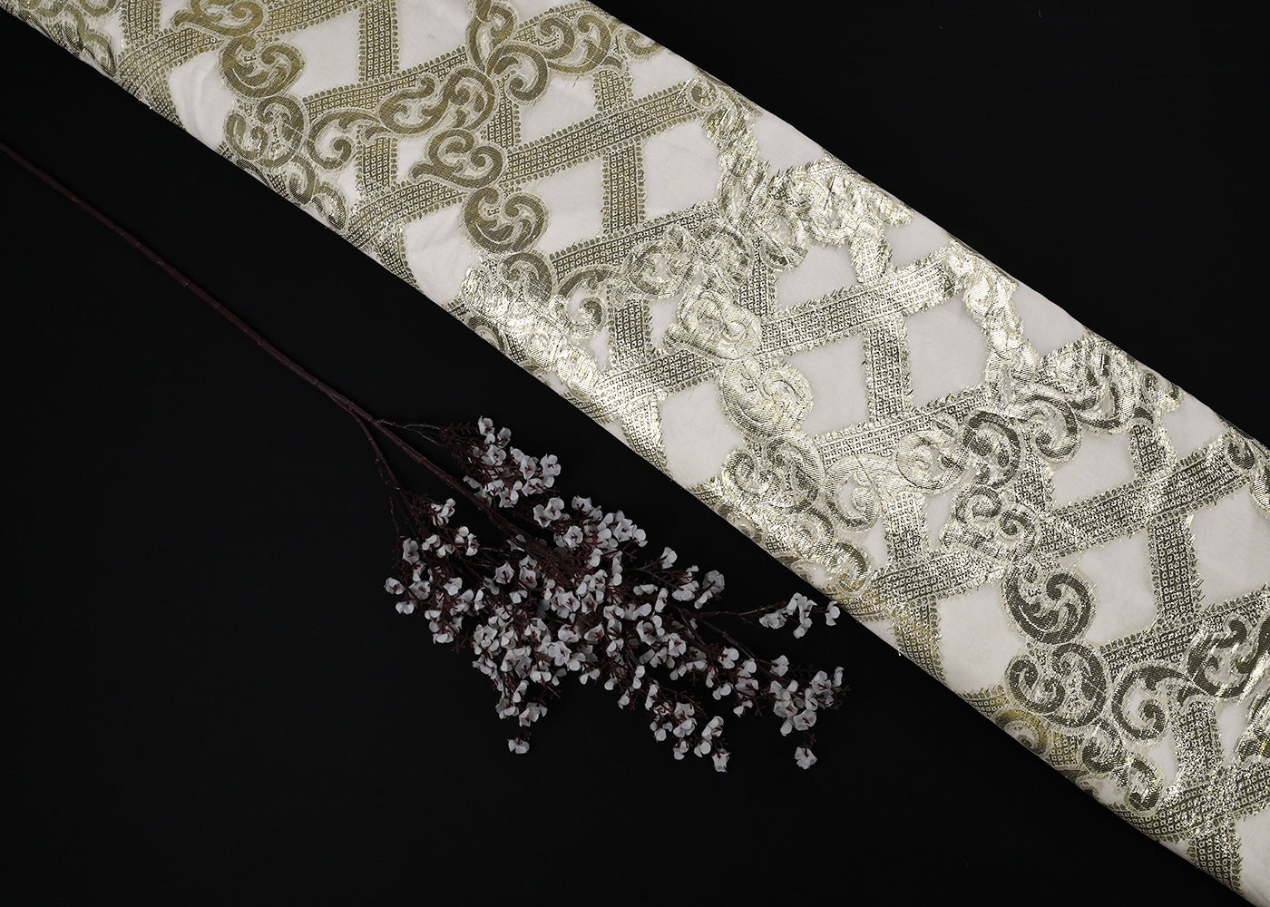 White-Dyeable-Georgette-Fabric-With-All-Over-Golden-Foil-Work-23046