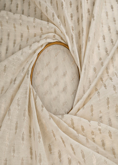 The Noor - White Dyeable Chanderi Fabric With All Over Zari Handloom | 23080