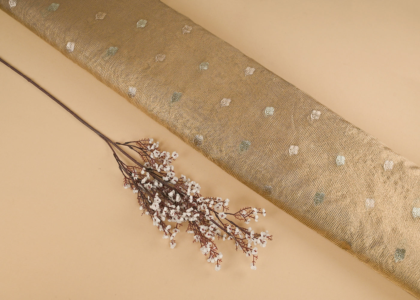 Golden-Tissue-Fabric-With-All-Over-Zari-Handloom-23093