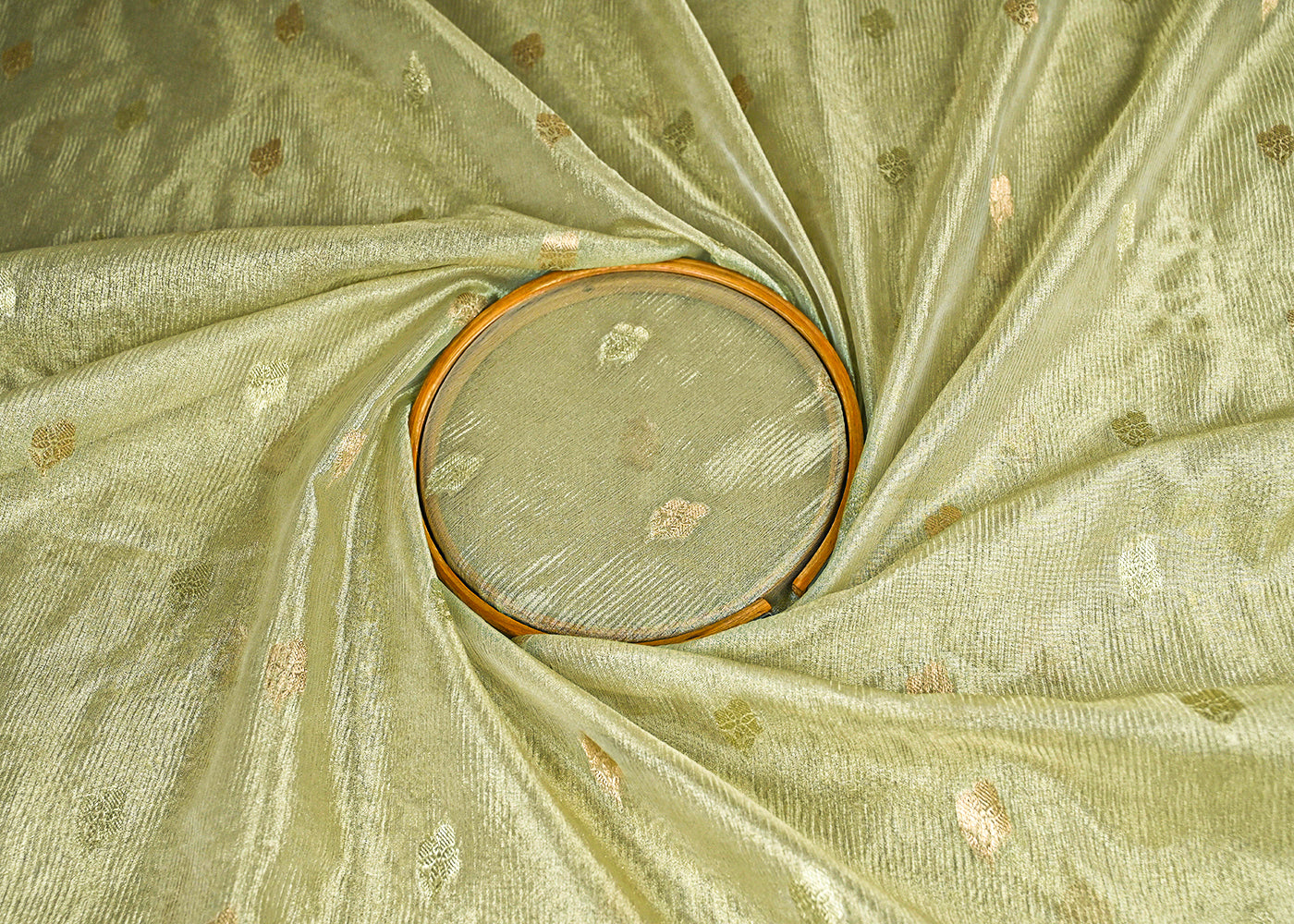 Pista-Green-Tissue-Fabric-With-All-Over-Zari-Handloom-23096-close-view