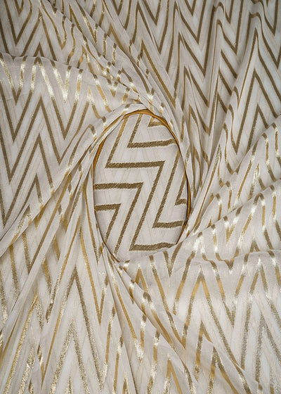 The Noor - White Dyeable Georgette Fabric With All Over Foil Work | 23106