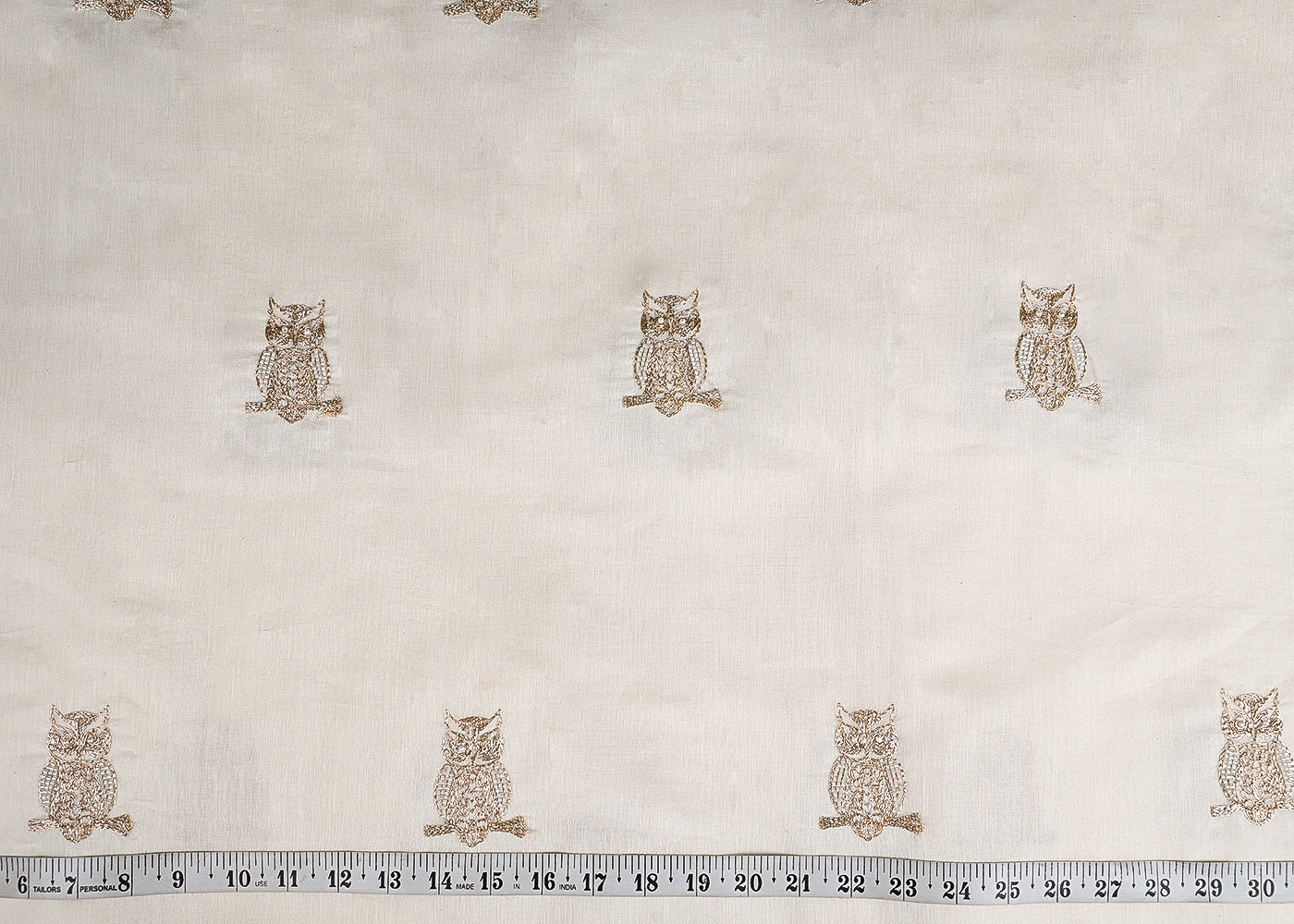 White Dyeable Chanderi Fabric With All Over Zari And Bead Work 23129
