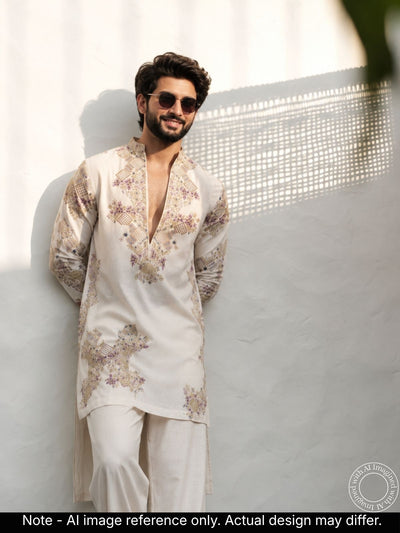 The Kohinoor - Unstitched White Kurta Fabric For Men 23141