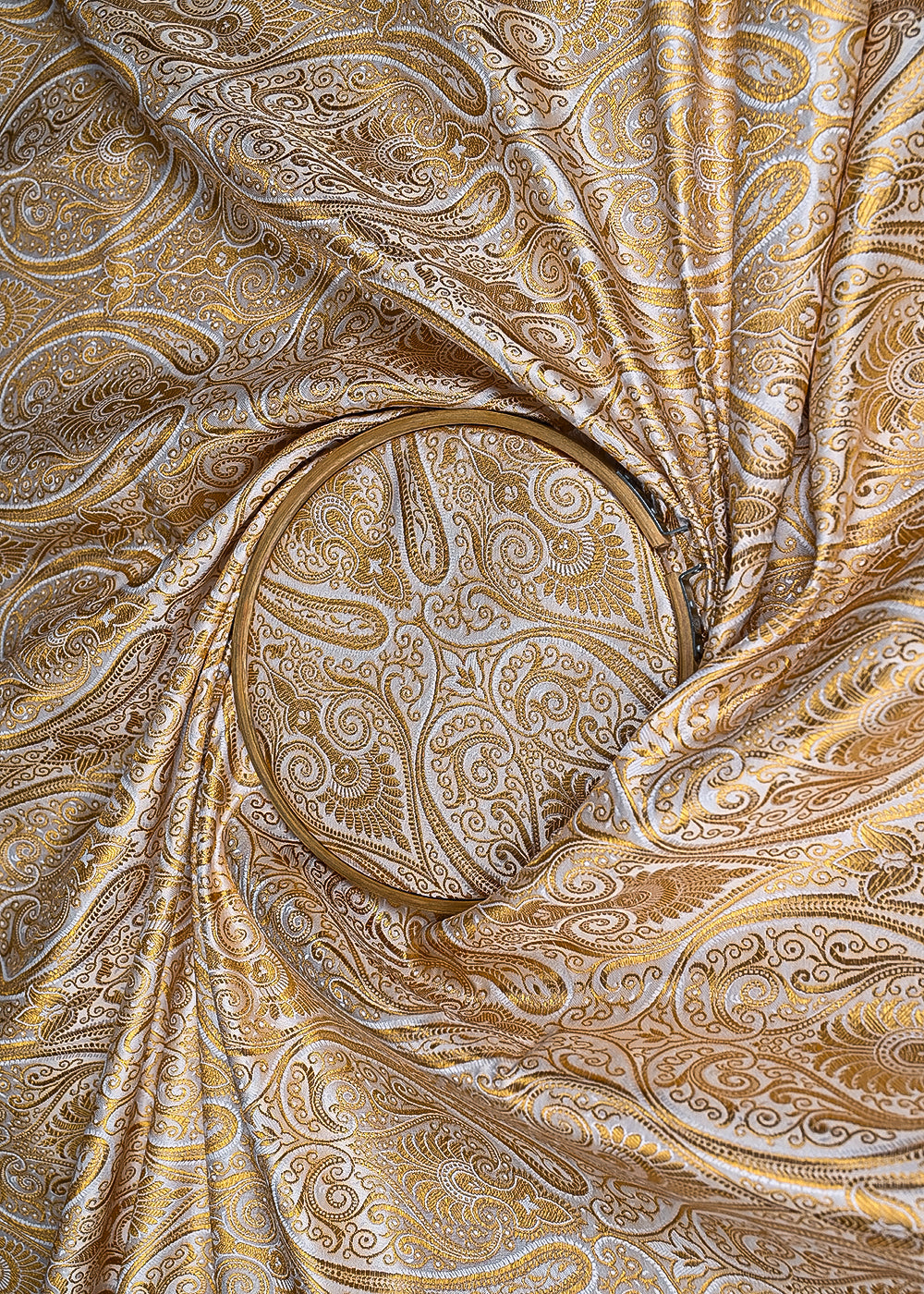 Off-White-Banarasi-Brocade-Fabric-With-All-Over-Golden-Zari-Handloom-23170-close-view