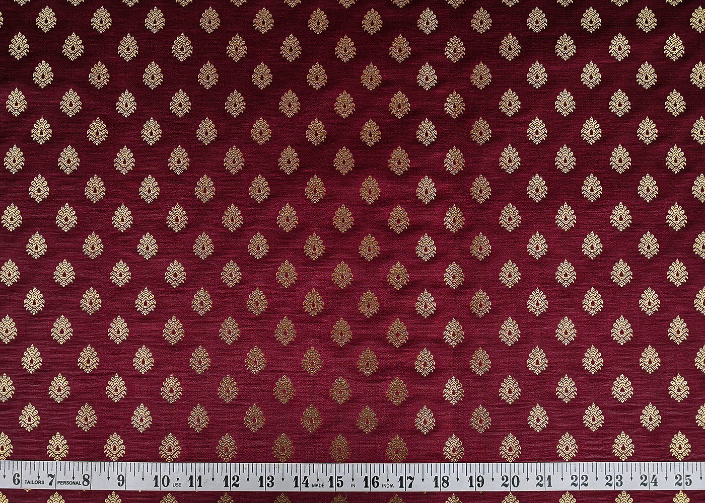 Maroon Banarasi Brocade Fabric With All Over Golden Zari Handloom 23178