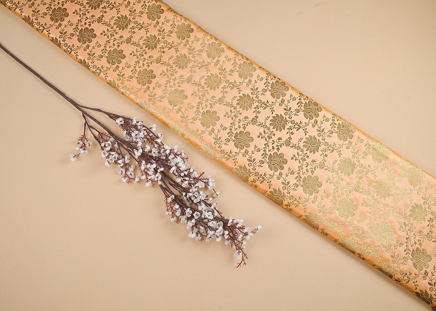 peach-banarasi-brocade-fabric-with-all-over-golden-zari-handloom-23186