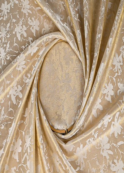 Light Gold Dyeable Silk Fabric With All Over Zari Handloom 23201