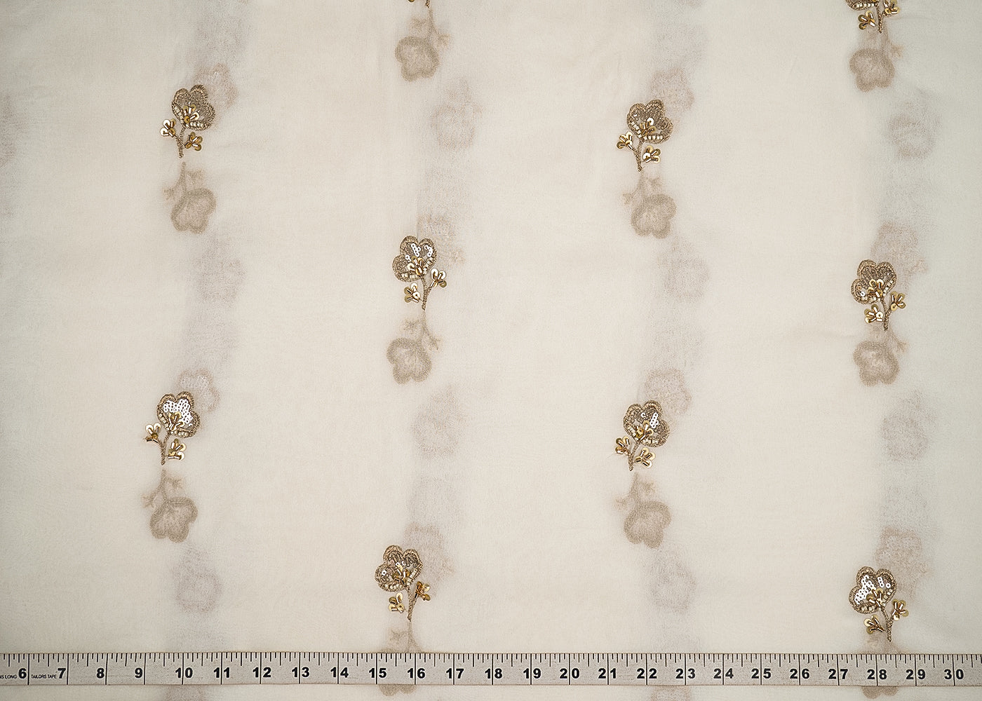 White Dyeable Georgette Fabric With All Over Bead, Zari, Sequins And Katdana Work 23202