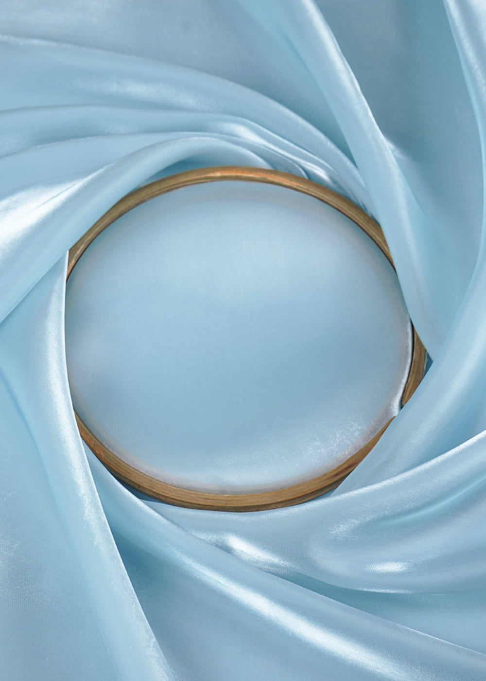 Ice Blue Colored Organza Satin Fabric 23212(105)