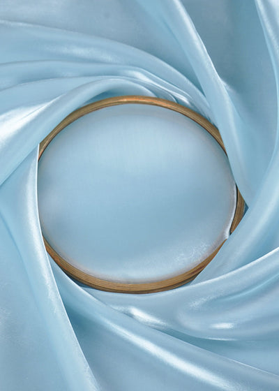 Ice Blue Colored Organza Satin Fabric 23212(105)